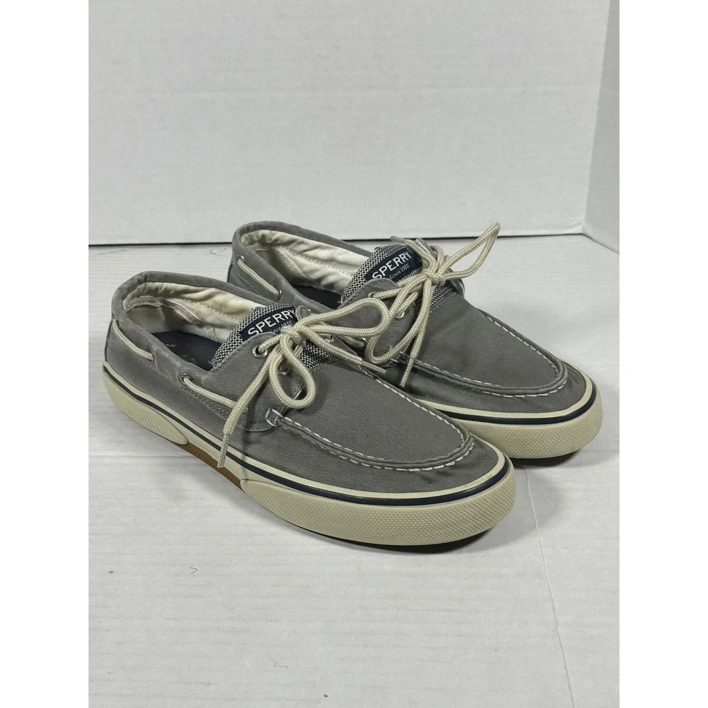Sperry Bahama II Mens Grey Canvas Boat Shoes Sneakers 0772830 Size 10.5